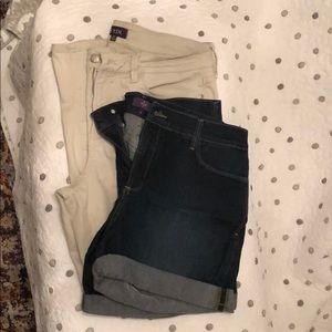 Lot of 2 NYDJ crop pants and denim shorts